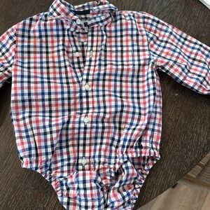 Janie and Jack Christmas shirts- red and green plaid and red and blue plaid.